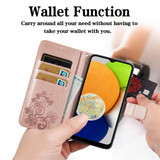 For Samsung Galaxy A73 5G Case, Four-leaf Clover Emboss PU Leather Wallet Cover, Rose Gold | Folio Cases | iCoverLover.com.au