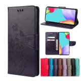 For Samsung Galaxy A53 5G Case, Playful Butterflies PU Leather Wallet Cover, Stand, Dark Purple | Folio Cases | iCoverLover.com.au