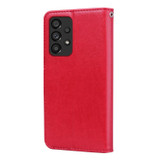 For Samsung Galaxy A53 5G Case, Rose Embossed PU Leather Wallet Cover, Red | Folio Cases | iCoverLover.com.au