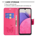 For Samsung Galaxy A33 5G Case, Butterflies PU Leather Wallet Cover, Rose Red | Folio Cases | iCoverLover.com.au