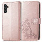 For Samsung Galaxy A13 5G Case, Four-leaf Clover PU Leather Wallet Cover, Rose Gold | Folio Cases | iCoverLover.com.au