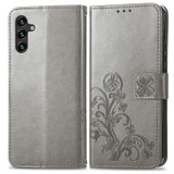 For Samsung Galaxy A13 5G Case, Four-leaf Clover PU Leather Wallet Cover, Grey | Folio Cases | iCoverLover.com.au