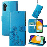 For Samsung Galaxy A13 5G Case, Four-leaf Clover PU Leather Wallet Cover, Blue | Folio Cases | iCoverLover.com.au