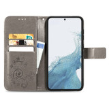 For Samsung Galaxy S23 Ultra, S23+ Plus, S23 Case, Four-leaf Clover PU Leather Wallet Cover, Grey | Folio Cases | iCoverLover.com.au