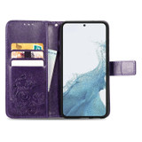 For Samsung Galaxy S23 Ultra, S23+ Plus, S23 Case, Four-leaf Clover PU Leather Wallet Cover, Purple | Folio Cases | iCoverLover.com.au