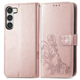 For Samsung Galaxy S23 Ultra, S23+ Plus, S23 Case, Four-leaf Clover PU Leather Wallet Cover, Rose Gold | Folio Cases | iCoverLover.com.au