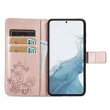 For Samsung Galaxy S23 Ultra, S23+ Plus, S23 Case, Four-leaf Clover PU Leather Wallet Cover, Rose Gold | Folio Cases | iCoverLover.com.au