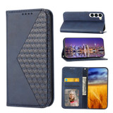 For Samsung Galaxy S23 Ultra, S23+ Plus, S23 Case, Cubic Grid PU Leather Wallet Cover, Blue | Folio Cases | iCoverLover.com.au