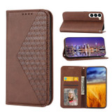 For Samsung Galaxy S23+ Plus Case, Cubic Grid PU Leather Wallet Cover, Brown | Folio Cases | iCoverLover.com.au