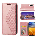 For Samsung Galaxy S23 Ultra, S23+ Plus, S23 Case, Cubic Grid PU Leather Wallet Cover, Rose Gold | Folio Cases | iCoverLover.com.au