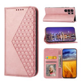 For Samsung Galaxy S23 Ultra Case, Cubic Grid PU Leather Wallet Cover, Rose Gold | Folio Cases | iCoverLover.com.au