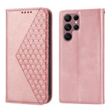 For Samsung Galaxy S23 Ultra, S23+ Plus, S23 Case, Cubic Grid PU Leather Wallet Cover, Rose Gold | Folio Cases | iCoverLover.com.au