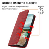 For Samsung Galaxy S23 Ultra, S23+ Plus, S23 Case, Cubic Grid PU Leather Wallet Cover, Red | Folio Cases | iCoverLover.com.au