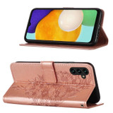 For Samsung Galaxy A34 Case, Embossed Floral Butterfly, PU Leather Wallet Cover, Lanyard, Stand, Rose Gold | Phone Cases | iCoverLover.com.au