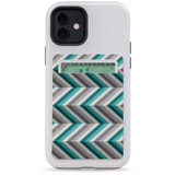 1 or 2 Card Slot Wallet Adhesive AddOn, Paper Leather, Blue And Grey ZigZag | AddOns | iCoverLover.com.au