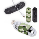 Universal Cable Cord Wrap (100mm x 30mm), Paper Leather, Green Zigzag | AddOns | iCoverLover.com.au