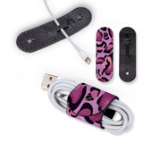 Universal Cable Cord Wrap (100mm x 30mm), Paper Leather, Magenta Leopard Pattern | AddOns | iCoverLover.com.au