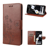 For Google Pixel 7a Case, Butterfly Embossed PU Leather Wallet Folio Cover, Stand, Brown | Wallet Cases | iCoverLover.com.au