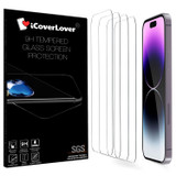 iCoverLover [4-Pack] For iPhone 15 Tempered Glass Screen Protector | iCoverLover