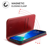 For iPhone 15 Pro Max, 15 Pro, 15 Plus, 15 Case, Fierre Shann Real Leather Wallet Cover, Red | iCoverLover