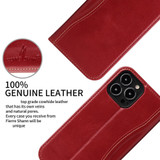 For iPhone 15 Pro Max, 15 Pro, 15 Plus, 15 Case, Fierre Shann Real Leather Wallet Cover, Red | iCoverLover