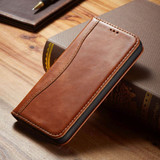 For iPhone 15 Pro Max, 15 Pro, 15 Plus, 15 Case, Fierre Shann Real Leather Wallet Cover, Brown | iCoverLover