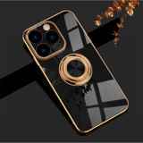 For iPhone 15 Pro Max, 15 Pro, 15 Plus, 15 Case, Electroplated Cover, Kickstand Ring Holder, Black | iCoverLover