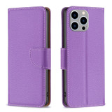 For iPhone 15 Pro Max, 15 Pro, 15 Plus & 15 Case, Lychee Texture Folio PU Leather Wallet Cover, Purple | iCoverLover Australia
