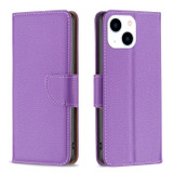 For iPhone 15 Case, Lychee Texture Folio PU Leather Wallet Cover, Purple | iCoverLover Australia