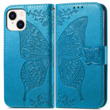 For iPhone 15 Pro Max, 15 Pro, 15 Plus & 15 Case, Butterfly & Floral Embossed PU Leather Wallet Cover, Blue | iCoverLover Australia