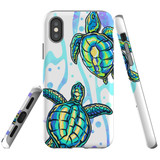 For iPhone XS Max Case Tough Protective Cover, Swimming Turtles