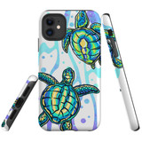 For iPhone 11 Case Tough Protective Cover, Swimming Turtles