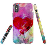 For iPhone XS Max Case Tough Protective Cover, Heart Painting