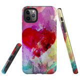 For iPhone 11 Pro Case Tough Protective Cover, Heart Painting