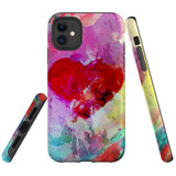 For iPhone 11 Case Tough Protective Cover, Heart Painting