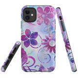 For iPhone 11 Case Tough Protective Cover, Flower Swirls