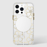 Case-Mate MagSafe Case for iPhone 15 Series, Floral Gems, Gold | iCoverLover