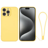 For iPhone 15 Pro Max, 15 Pro, 15 Plus, 15 Case, Silicone Soft Cover, Wrist Strap, Yellow | iCoverLover Australia