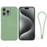 For iPhone 15 Pro Max, 15 Pro, 15 Plus, 15 Case, Silicone Soft Cover, Wrist Strap, Matcha Green | iCoverLover Australia