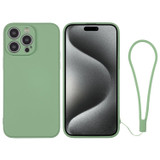 For iPhone 15 Pro Case, Silicone Soft Cover, Wrist Strap, Matcha Green | iCoverLover Australia