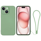 For iPhone 15 Plus Case, Silicone Soft Cover, Wrist Strap, Matcha Green | iCoverLover Australia