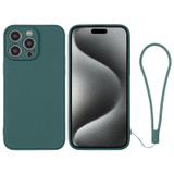 For iPhone 15 Pro Case, Silicone Soft Cover, Wrist Strap, Deep Green | iCoverLover Australia