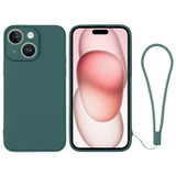 For iPhone 15 Case, Silicone Soft Cover, Wrist Strap, Deep Green | iCoverLover Australia