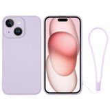 For iPhone 15 Plus Case, Silicone Soft Cover, Wrist Strap, Light Purple | iCoverLover Australia