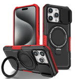 For iPhone 15 Pro Max, 15 Pro, 15 Case, MagSafe Compatible, Sliding Cam Shield & Holder, Protective Cover, Black Red | iCoverLover Australia