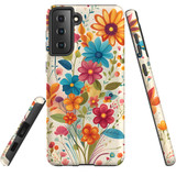 For Samsung Galaxy S21 FE Tough Protective Case, Floral Symphony | Protective Covers | iCoverLover Australia