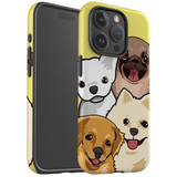 For iPhone 15 Pro Case Tough Protective Cover, Illustrated Puppies | Protective Covers | iCoverLover Australia