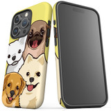 For iPhone 15 Pro Case Tough Protective Cover, Illustrated Puppies | Protective Covers | iCoverLover Australia