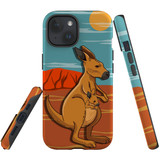 For iPhone 15 Case Tough Protective Cover, Kangaroo Illustration | Protective Covers | iCoverLover Australia