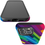 For iPhone 15 Pro Case Tough Protective Cover, Lined Rainbow | Protective Covers | iCoverLover Australia